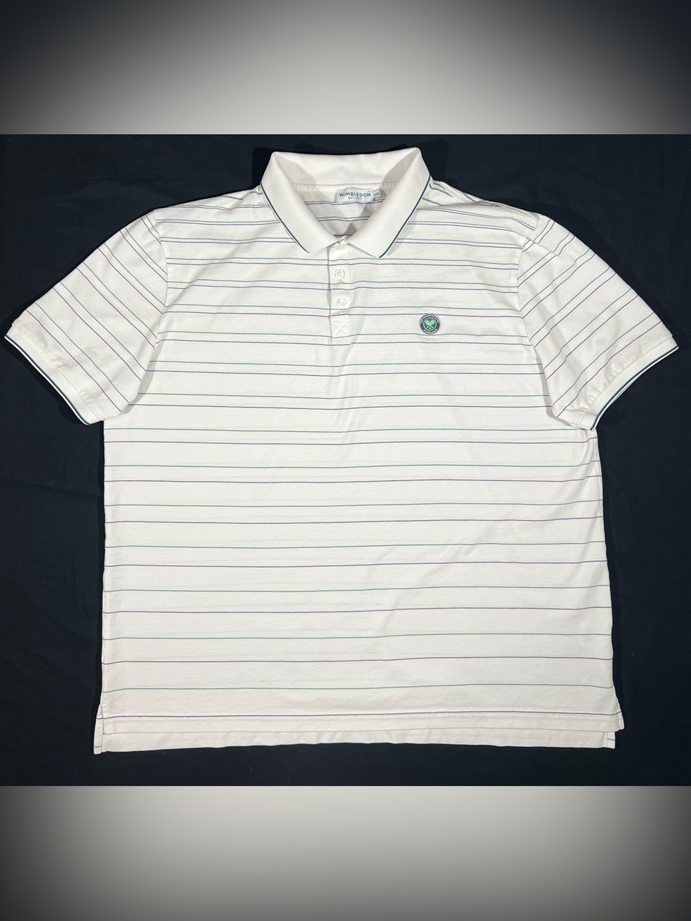 Wimbledon The Champions Tennis Polo Shirt Men's Striped Cotton Size 2XL